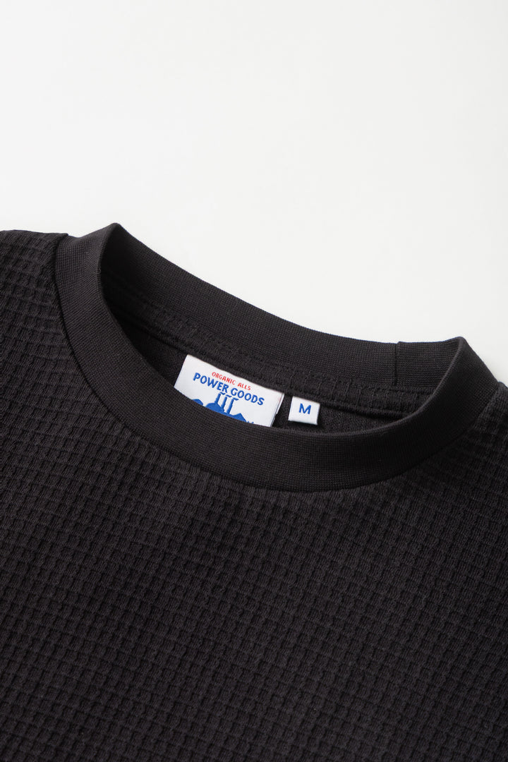 Thermal Waffle Long Sleeve Tee - Black