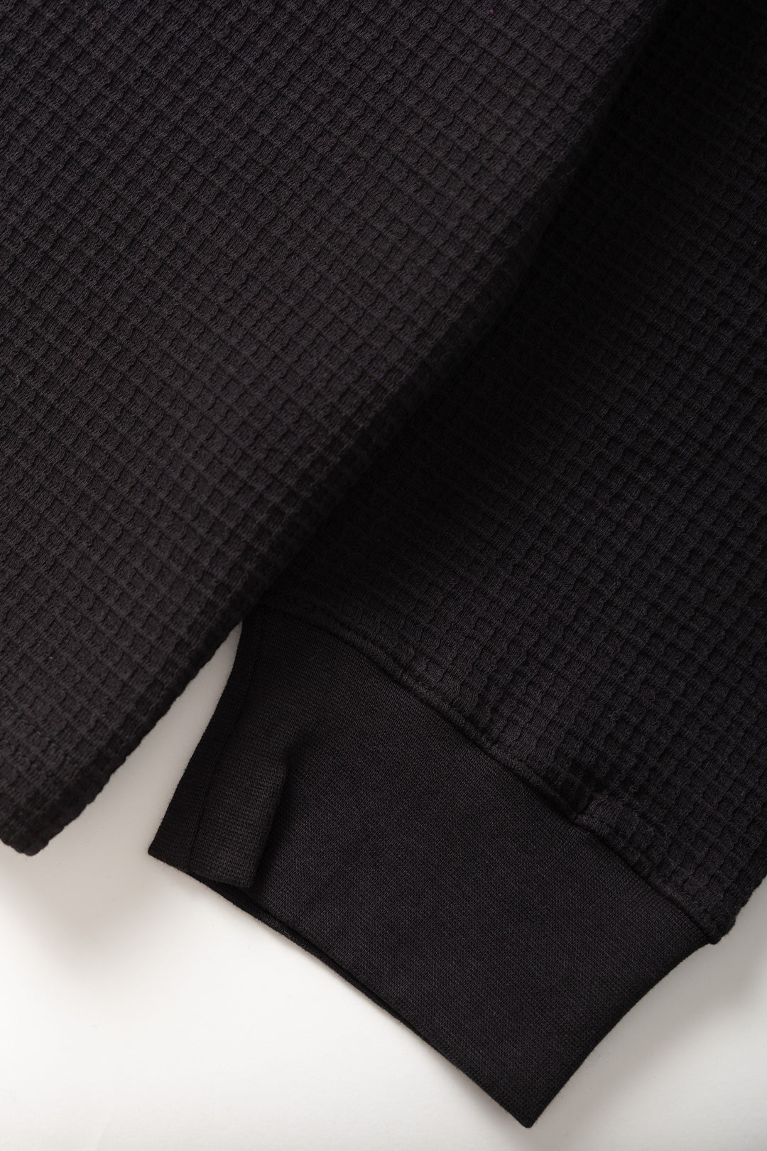 Thermal Waffle Long Sleeve Tee - Black