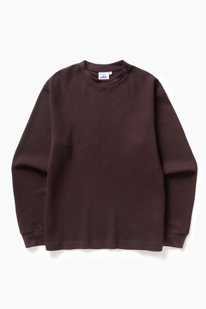 Thermal Waffle Long Sleeve Tee - Coffee