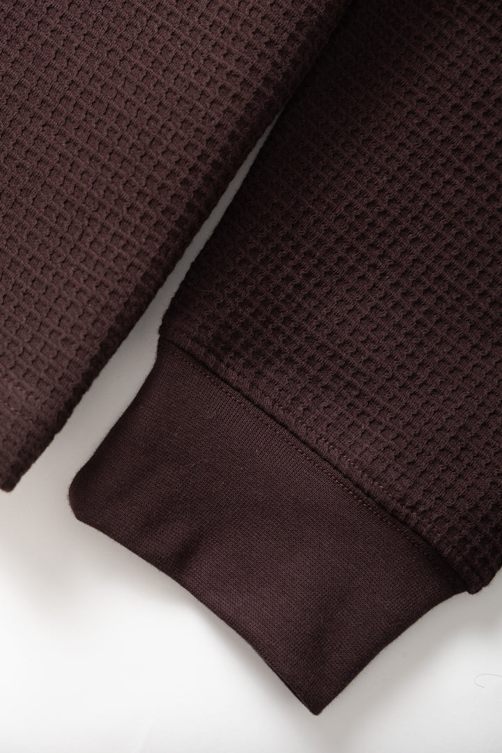 Thermal Waffle Long Sleeve Tee - Coffee
