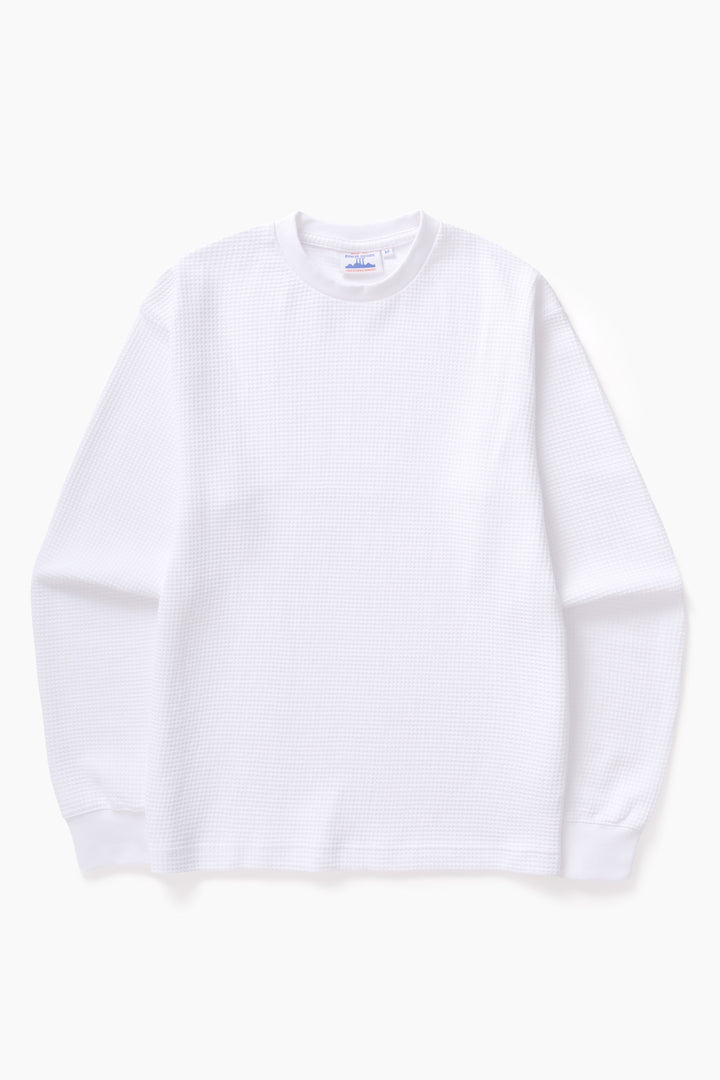 Thermal Waffle Long Sleeve Tee - White