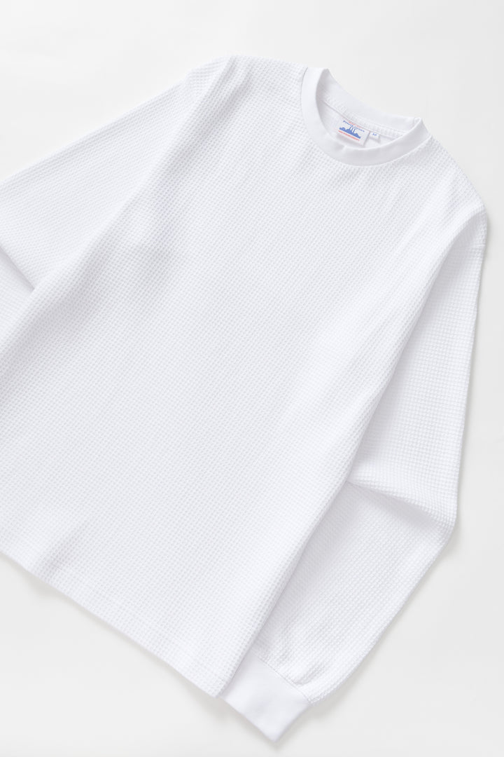 Thermal Waffle Long Sleeve Tee - White