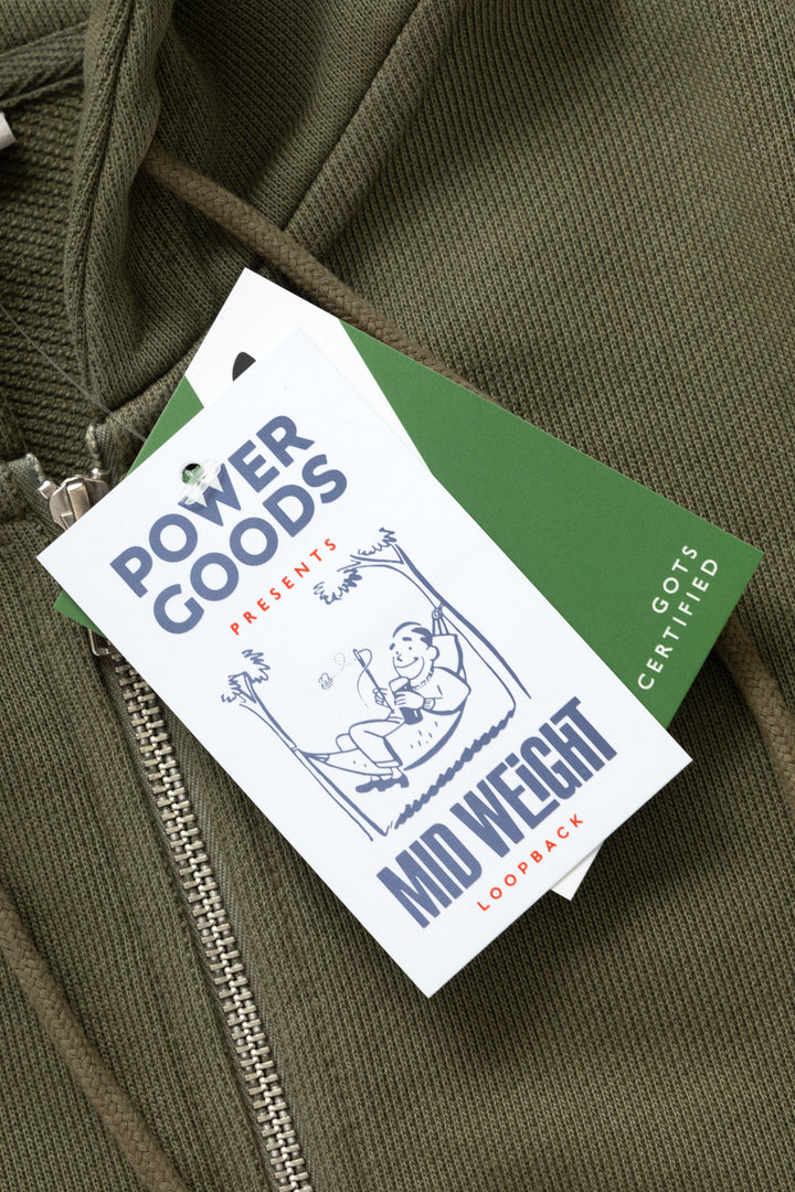 Loopback Zip Hoodie - Olive
