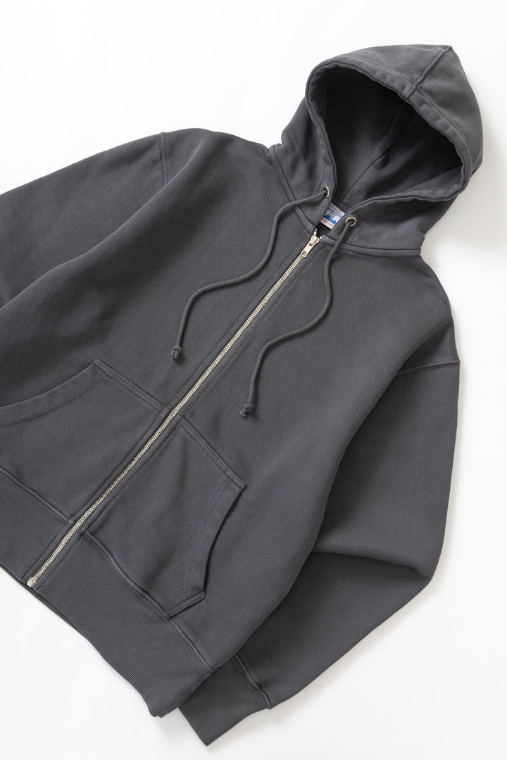 Loopback Zip Hoodie - Washed Black