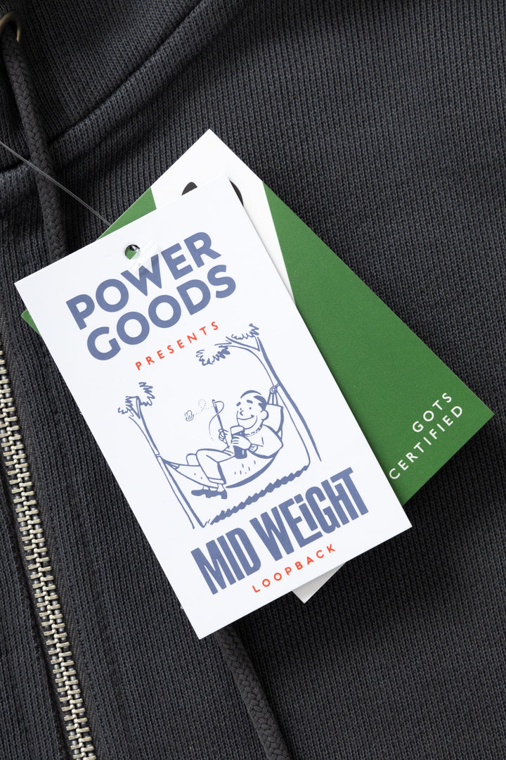 Loopback Zip Hoodie - Washed Black