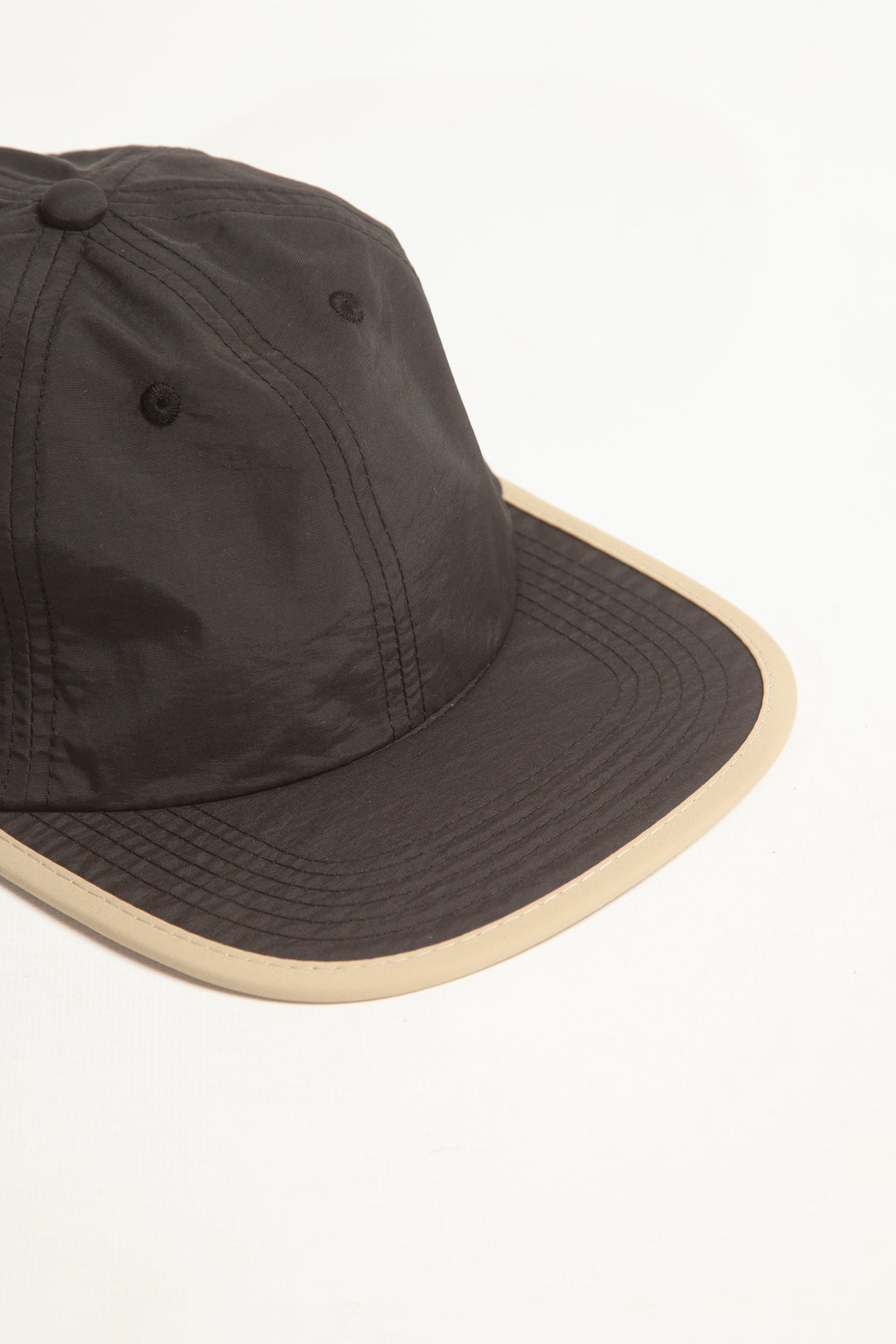 Perfect Nylon 6 Panel Cap - Black/Beige