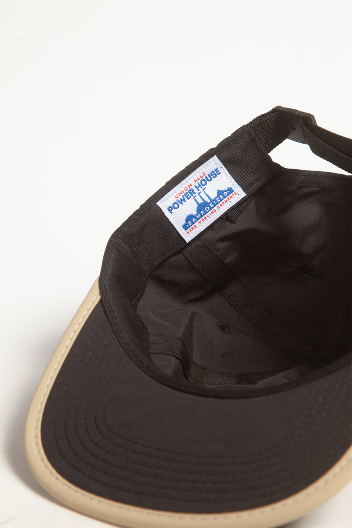 Perfect Nylon 6 Panel Cap - Black/Beige