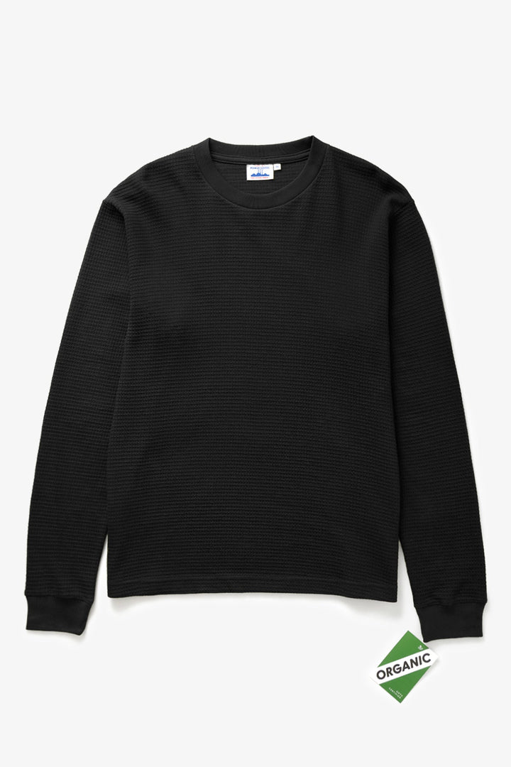 Thermal Waffle Long Sleeve Tee - Black