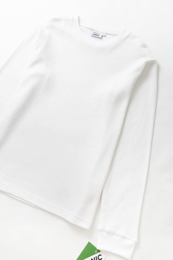 Thermal Waffle Long Sleeve Tee - White